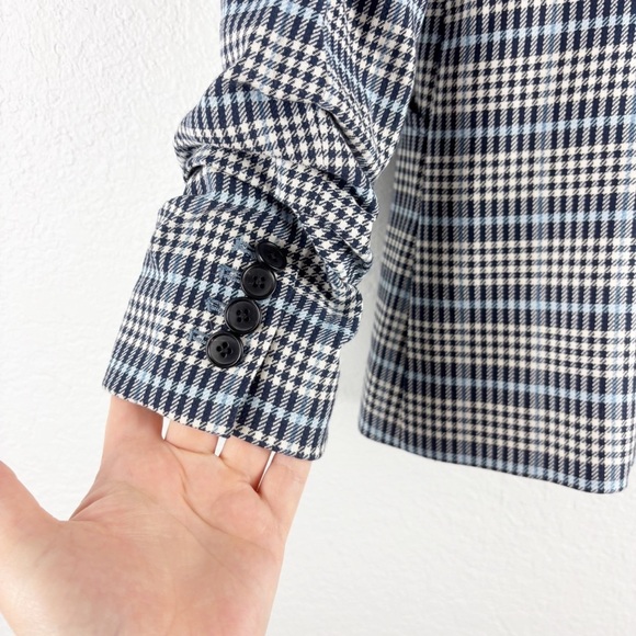 Veronica Beard Caldwell Dickey Jacket Blazer Blue White Plaid Size 4 Houndstooth - Picture 8 of 10